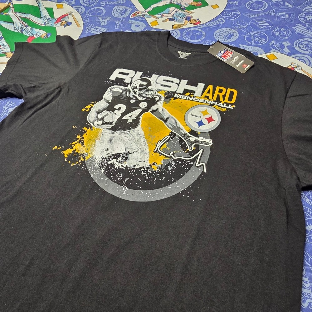 Reebok Pittsburgh Steelers Rashard Mendenhall 34 T-Shirt Mens 2XL Black NFL